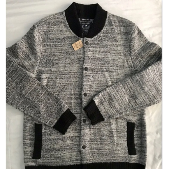 American Eagle Mens Knit Jacket Baseball Jacket - Picture 10 of 10